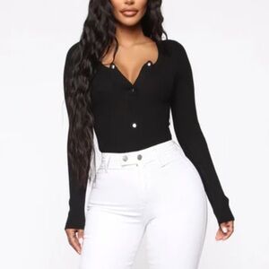 Black long sleeve button up sweater